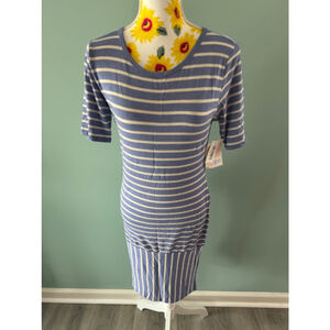 Women's LuLaRoe Julia Dress Size M Blue Striped